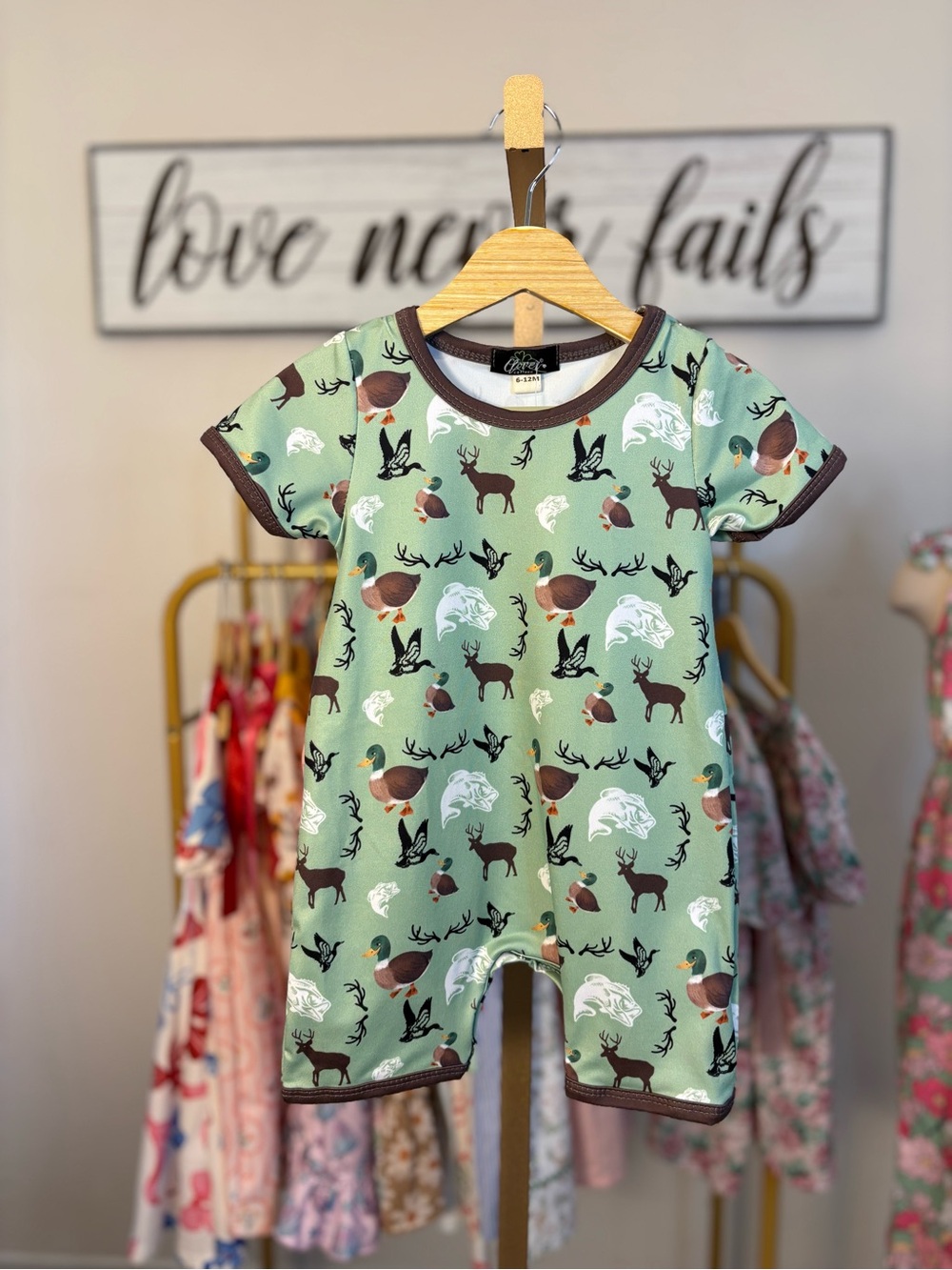 Clover Cottage Sage Hunt Shorty Bamboo- Cotton Blend 6-12M